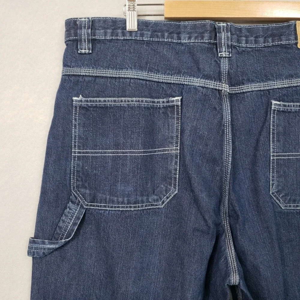 Liberty Blues Mens 42x30 Carpenter Jeans Dark Wash Blue Relaxed Fit Workwear